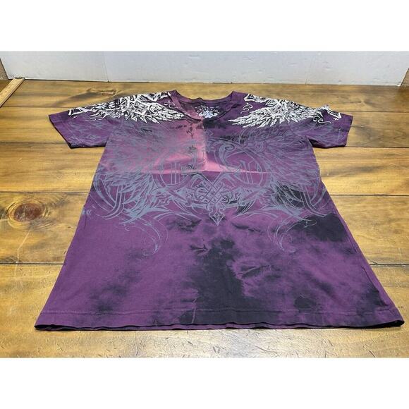 Affliction L Large Womens Short Sleeve T Shirt Graphic Tee Wings Cross USA - Picture 3 of 12